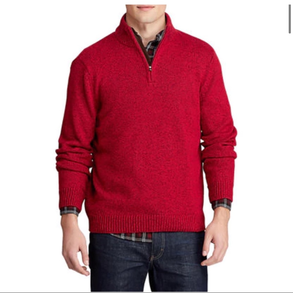 CHAPS textured mockne red sweater size L